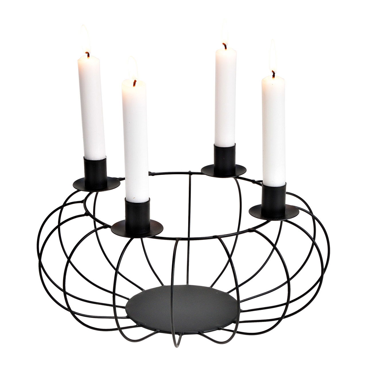 Candelabro, corona de Adviento de metal Negro (A/H/D) 30x15x30cm