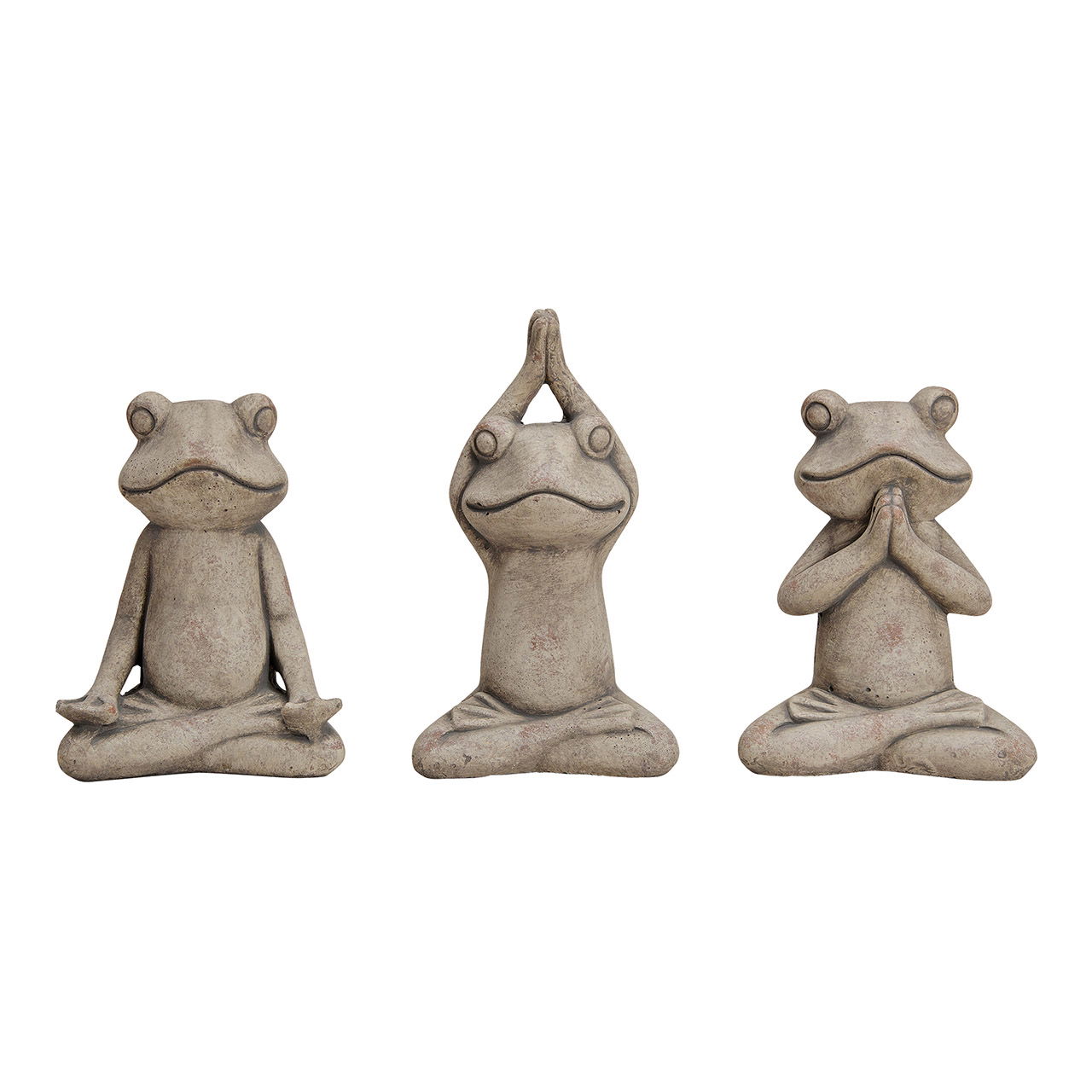 Grenouille de yoga en ciment gris, 3 couleurs, (L/H/P) 14x23x9cm