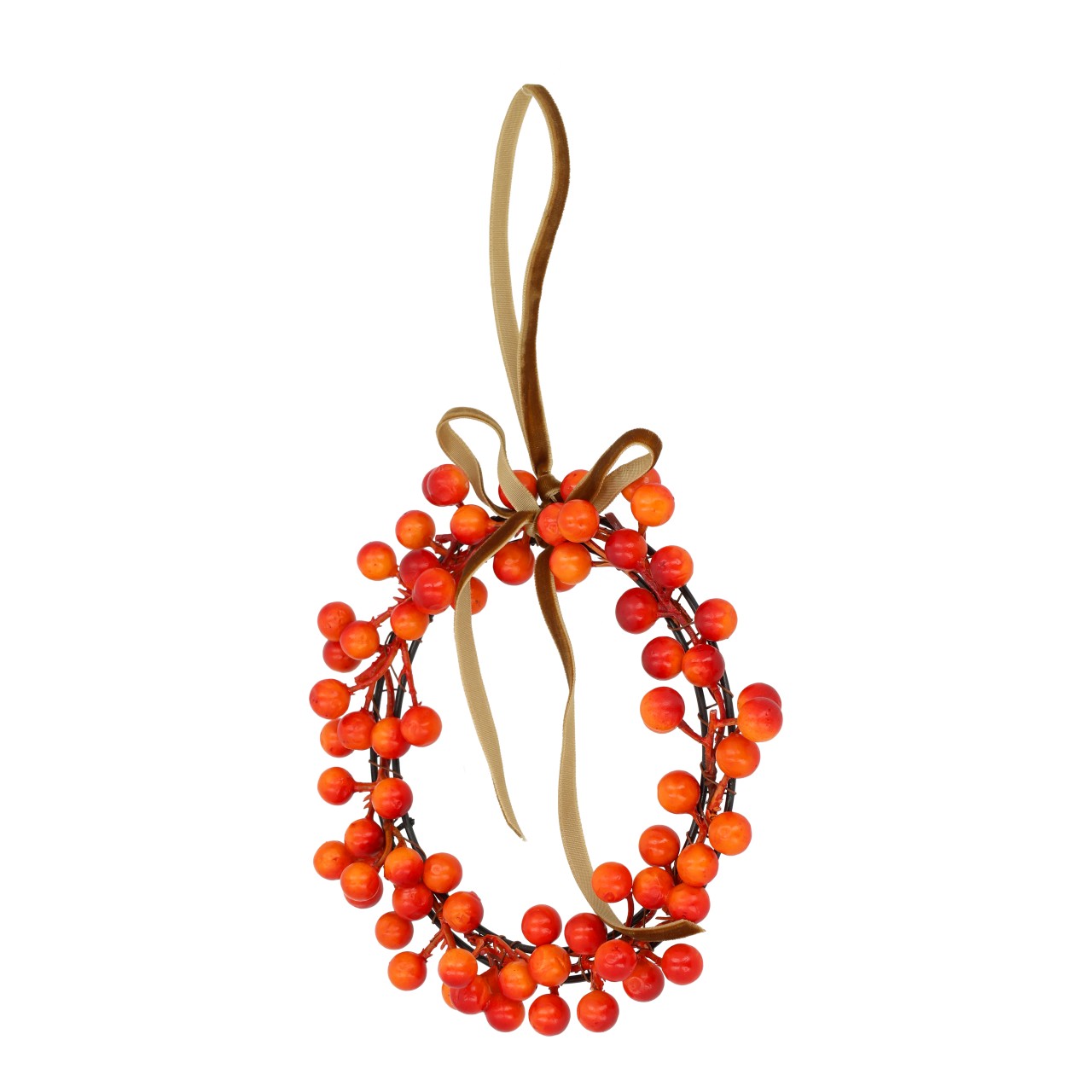 Hangkrans met bessen van natuurlijk materiaal oranje (B/H/D) 16x16x3cm Zubehor, Schmuck, Halskette