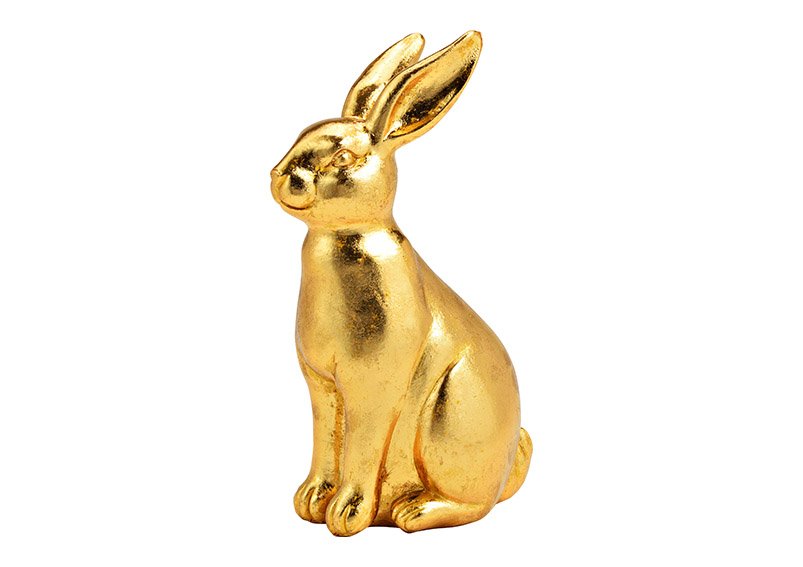 Conejo de oro poli (c/h/d) 13x22x9cm
