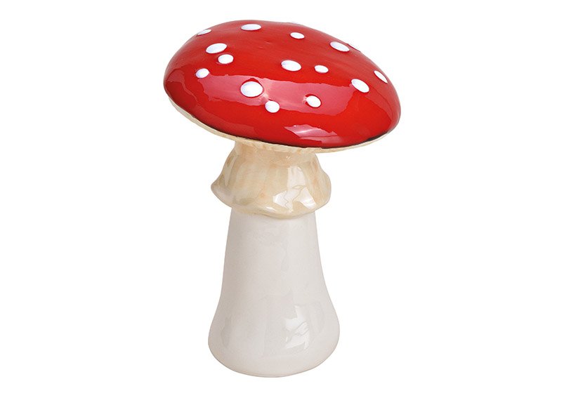 Pilz aus Keramik Rot, weiß (B/H/T) 13x19x13cm