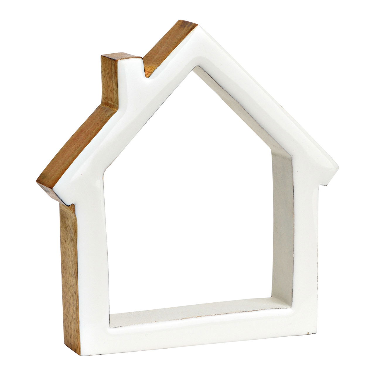 Stand house mango wood white (W/H/D) 14x15x2cm