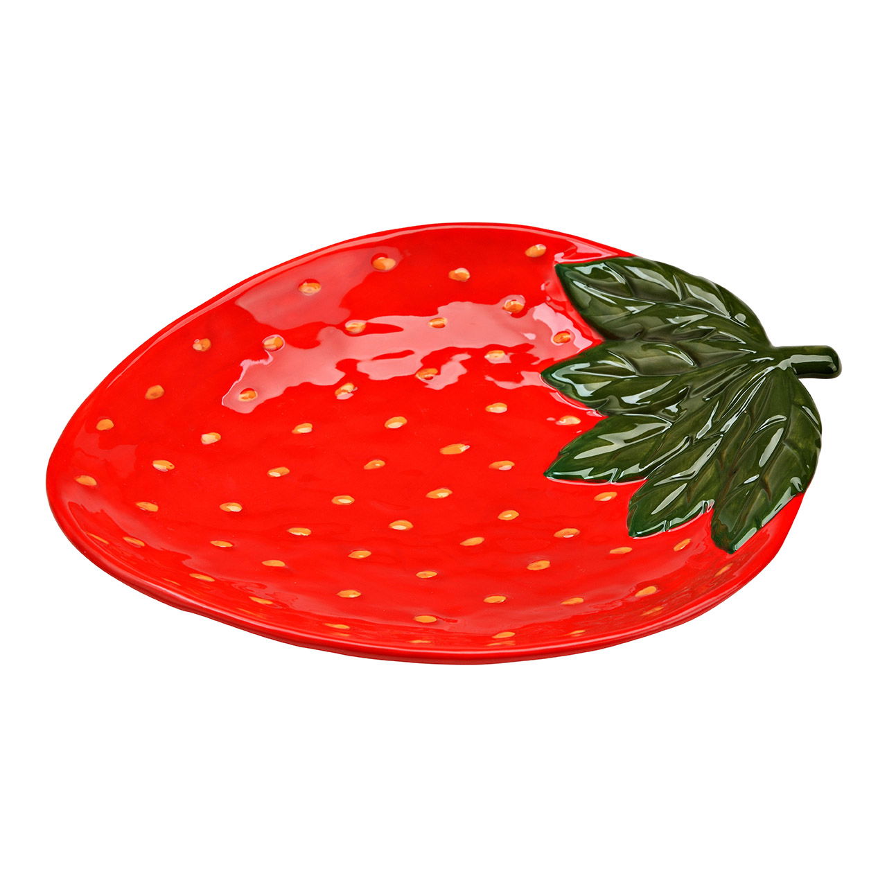 Ceramic strawberry plate, red (W/H/D) 22x3x26cm