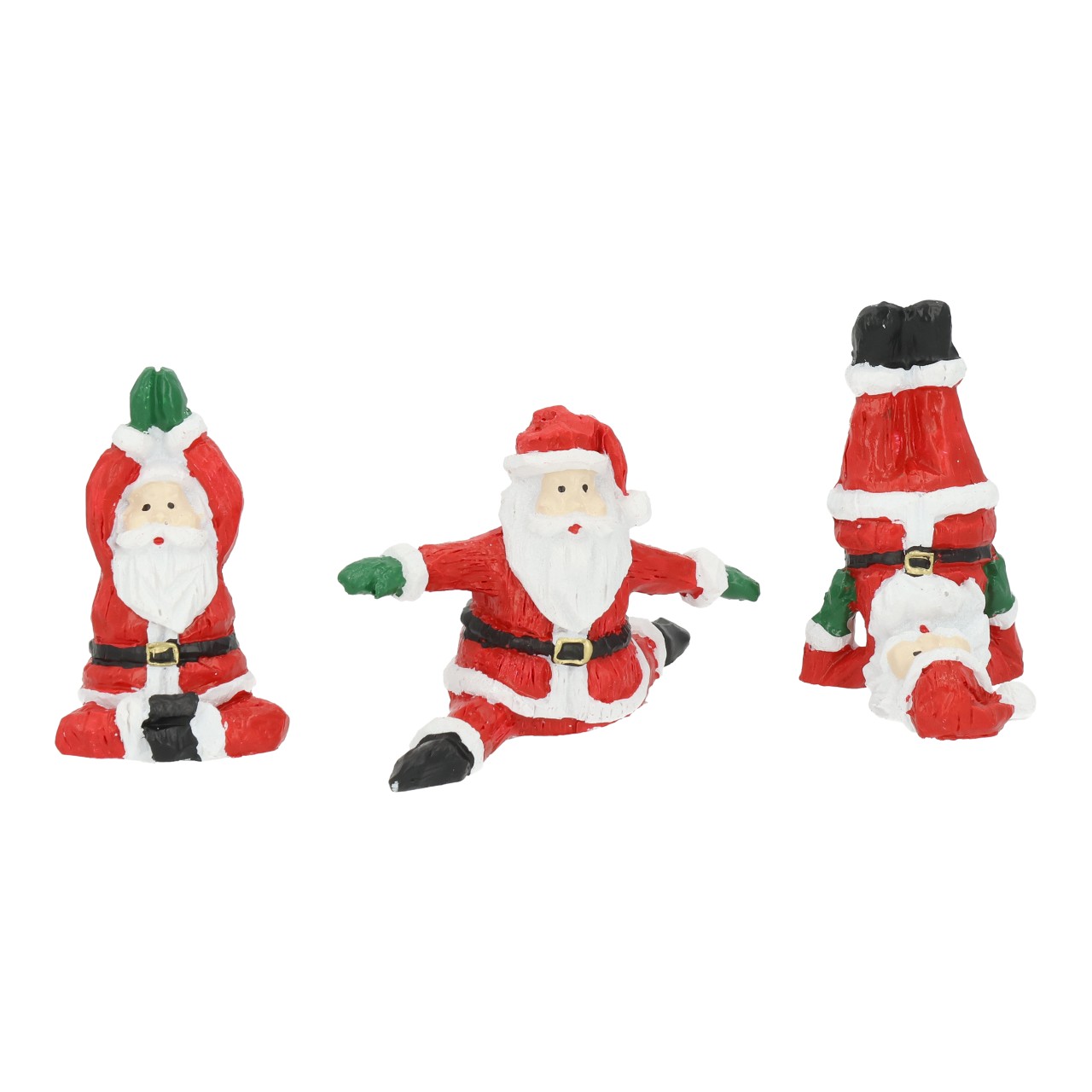 Weihnachtsmann Yoga aus Poly Rot 3-fach sortiert (B/H/T) 4x6x3cm
