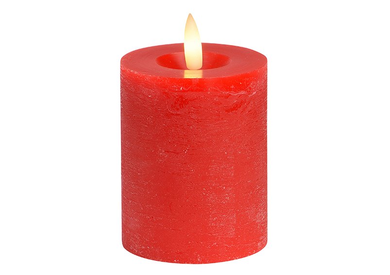Kerze LED rot, Flackerlicht, exklusive 2xAAA aus Wachs (B/H/T) 7x9x7cm