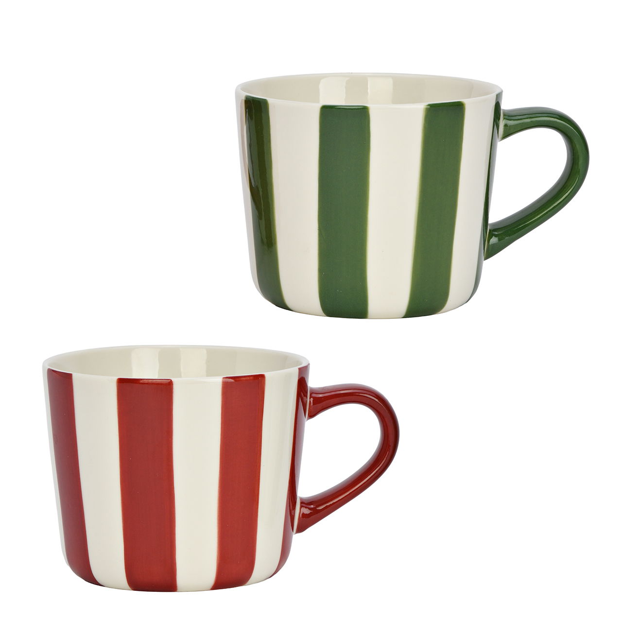 Tassen, Becher, Streifen, Rot, Grün