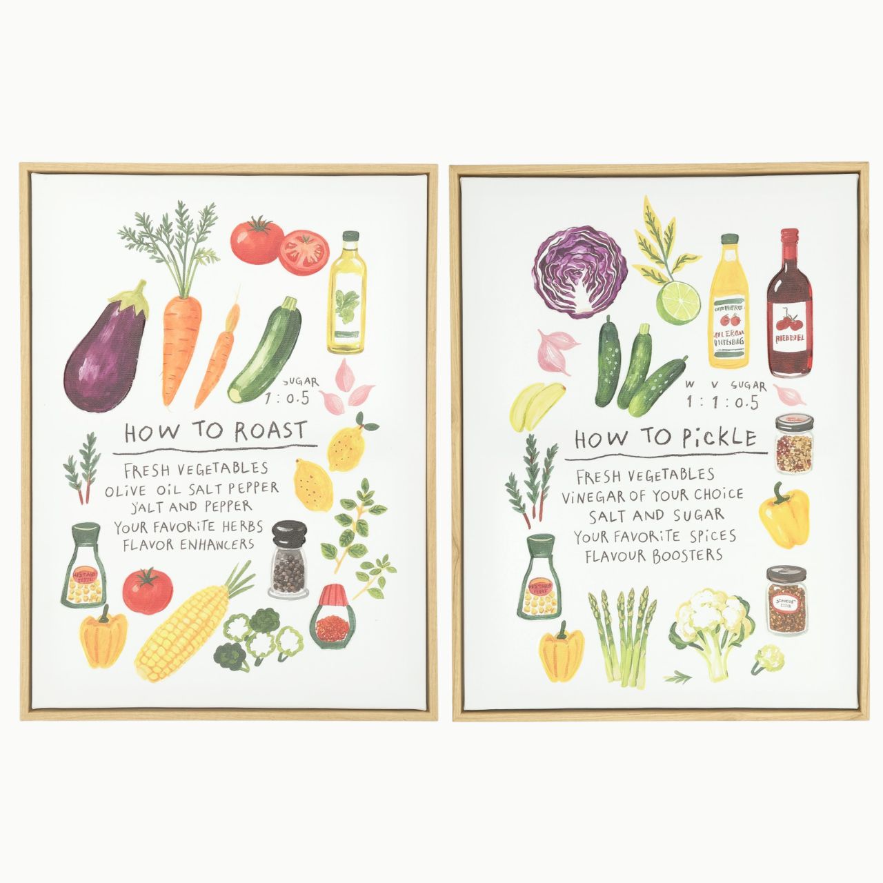 poster, kitchen art, gemüse, illustration, doppelrahmen