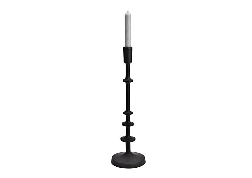 Metal candle holder black (W/H/D) 12x42x12cm