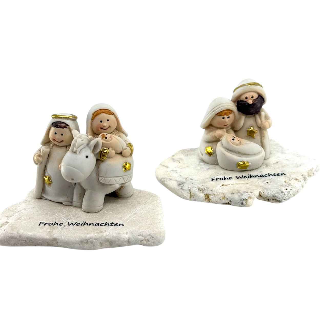 Holy family on natural stone made of poly, 2-fold, white (W/H/D) 6x4x4cm