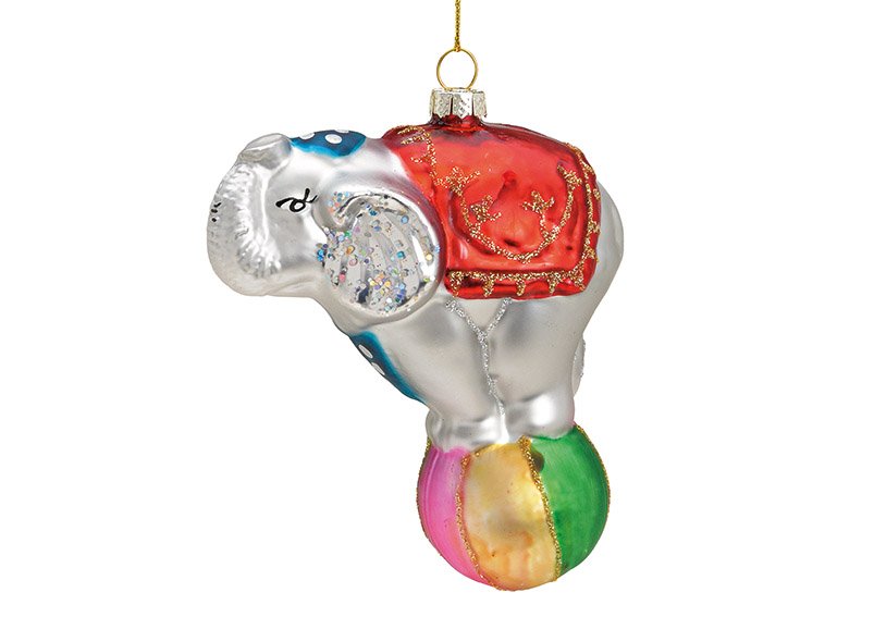 Elefante colgante de Navidad de vidrio de color (c/h/d) 9x10x4cm
