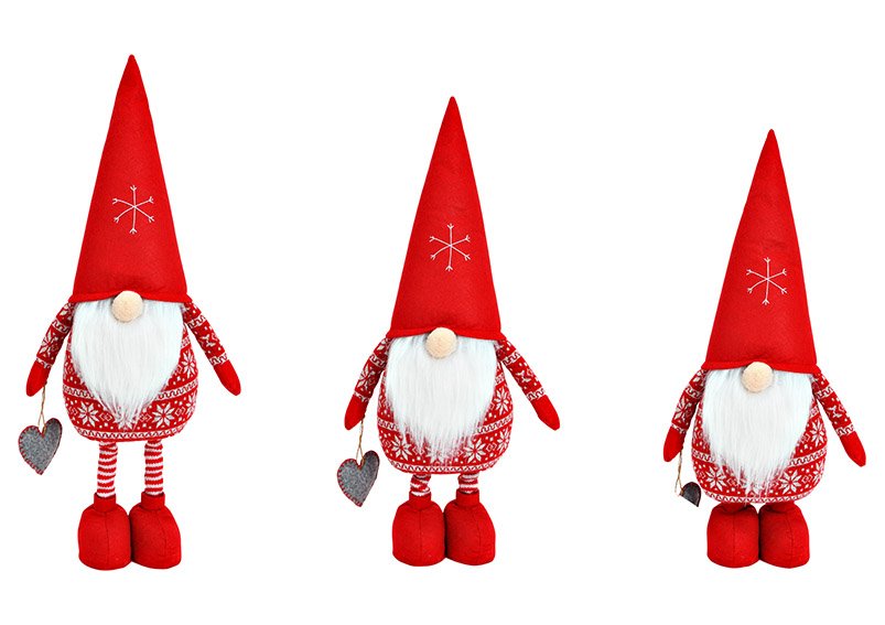 Secret Santa met telescopische poten, textiel rood (w/h/d) 25x55/65x15cm