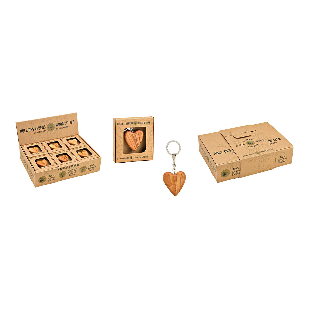 Schlüsselanhänger Herz in Geschenkbox, handgemacht aus Olivenholz, (B/H/T) 2x1,8x0,5 cm Schlüsselanhänger Herz in Geschenkbox, handgemacht aus Olivenholz, (B/H/T) 2x1,8x0,5 cm