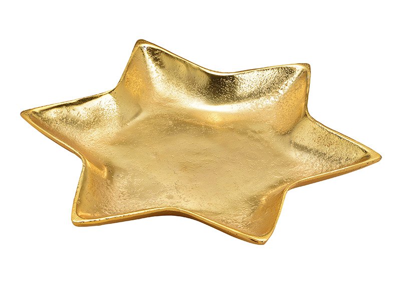Plate star-shaped metal gold 26x2x26cm