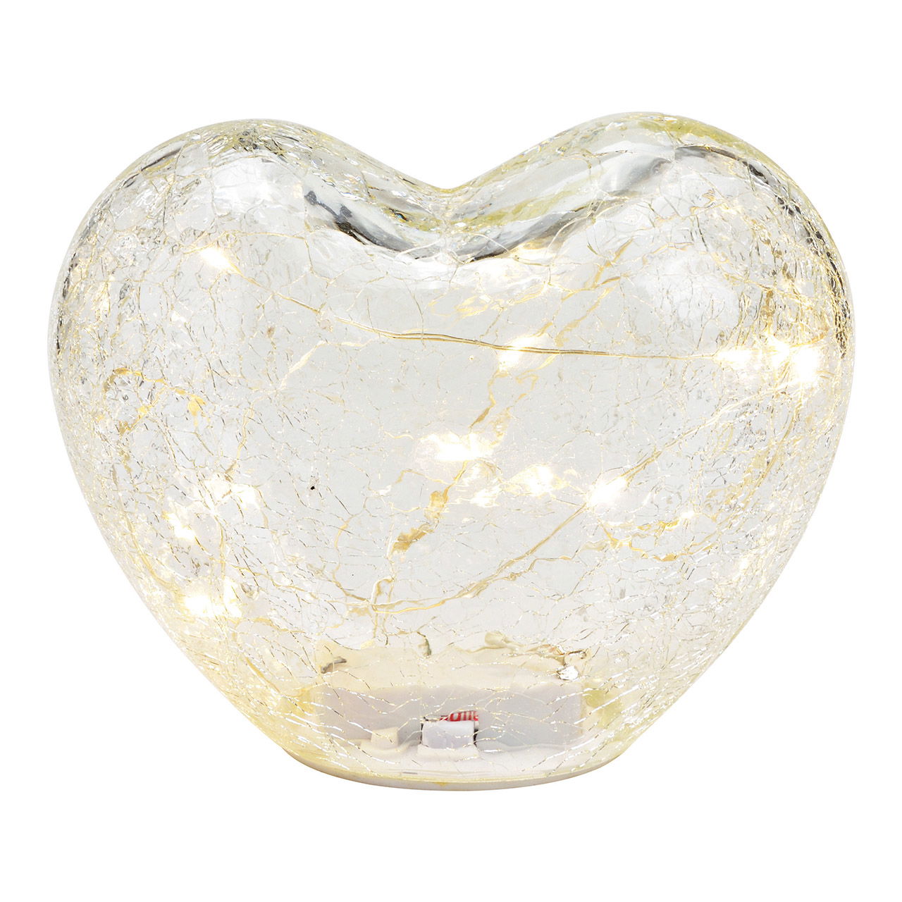 Cuore con 10 LED con timer in vetro trasparente (L/H/D) 15x11x9cm