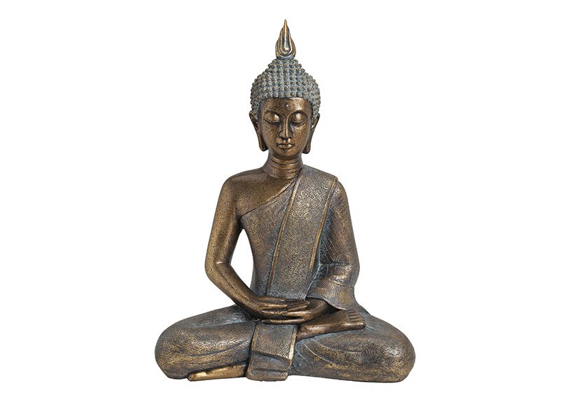 Bouddha doré en poly, L31 x P17 x H43 cm