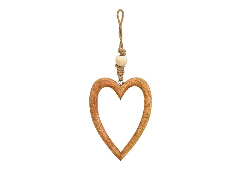 Percha corazón de madera de mango marrón (c/h/d) 10x14x2cm