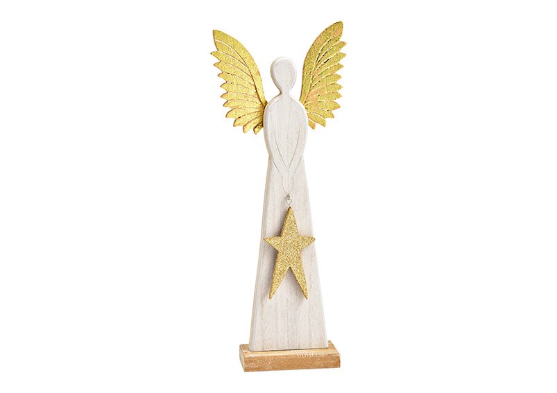 Aufsteller Engel aus Holz weiß (B/H/T) 14x34x5cm