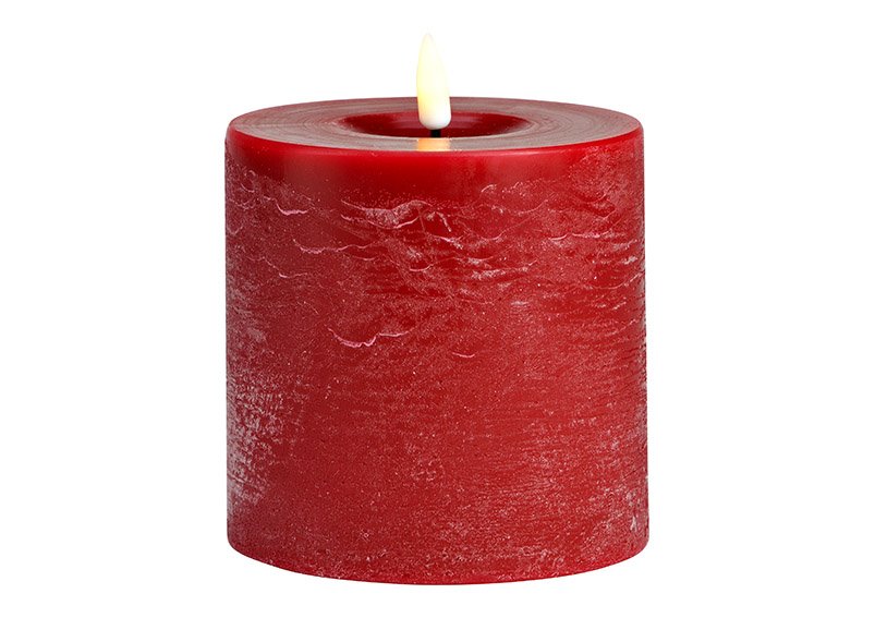Candle LED bordeaux with timer by remote control made of wax (W/H/D) 10x10x10cm
