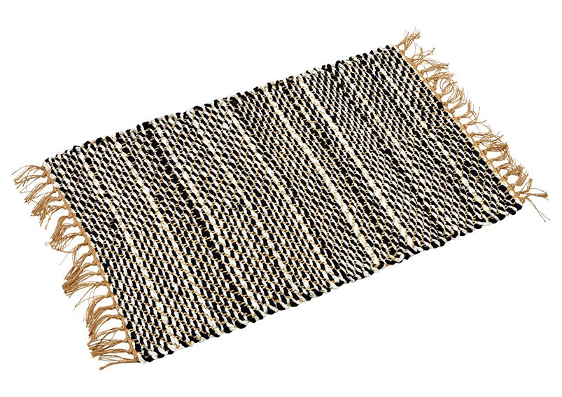 Teppich aus Jute Schwarz, weiß (B/H) 80x50cm