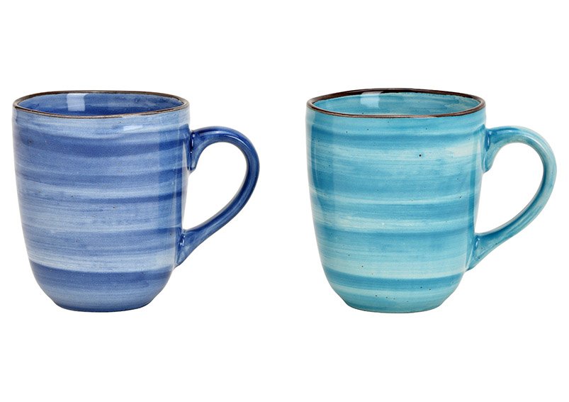 Stoneware mug blue 2-fold, (W/H/D) 12x10x8cm 370ml 