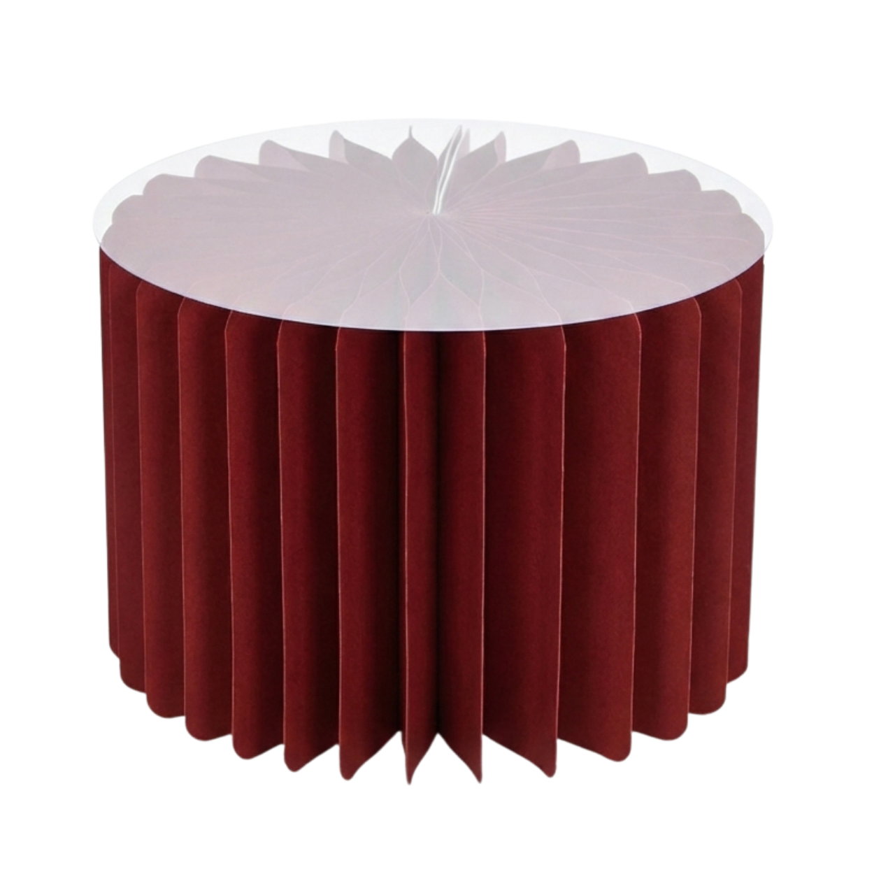 Honeycomb Tisch aus Papier/Pappe Bordeaux (B/H/T) 30x20x30cm Tischdecke, Plissee-Topf, Rot, Samt, Runde Tischdekoration
