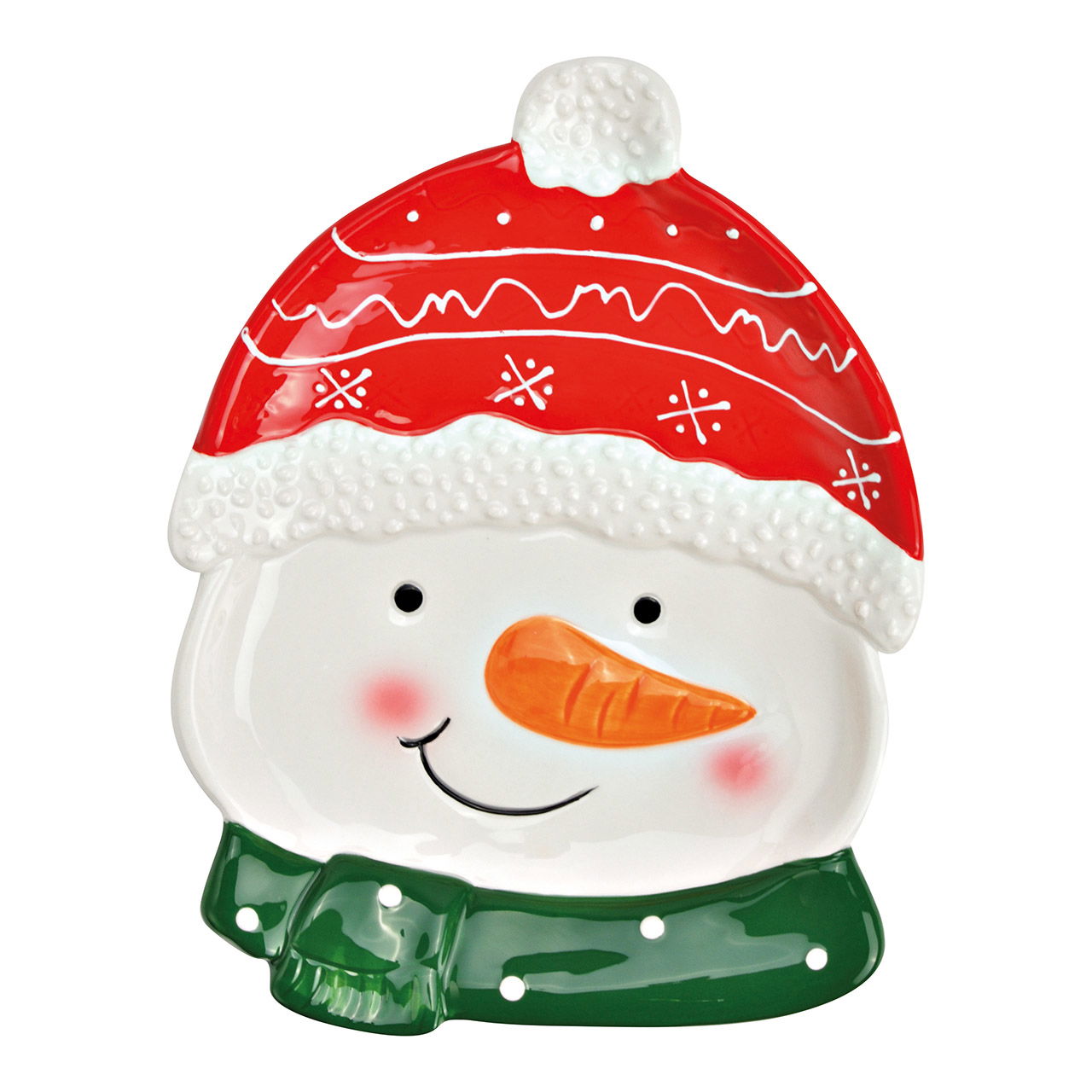 Assiette 3D Bonhomme de neige en céramique multicolore (L/H/P) 17x21x3cm Figur, Draußen, Natur