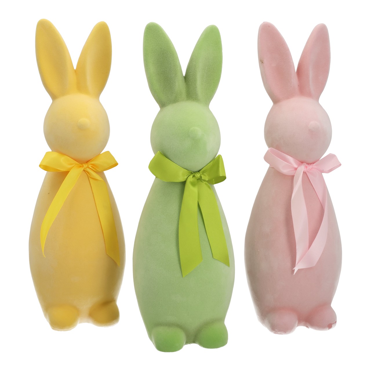 Ceramic bunny with bow Yellow 3 assorted (W/H/D) 12x37x12cm Hasenfigur, Kuschelfigur, Ostern, Hase, Schleife