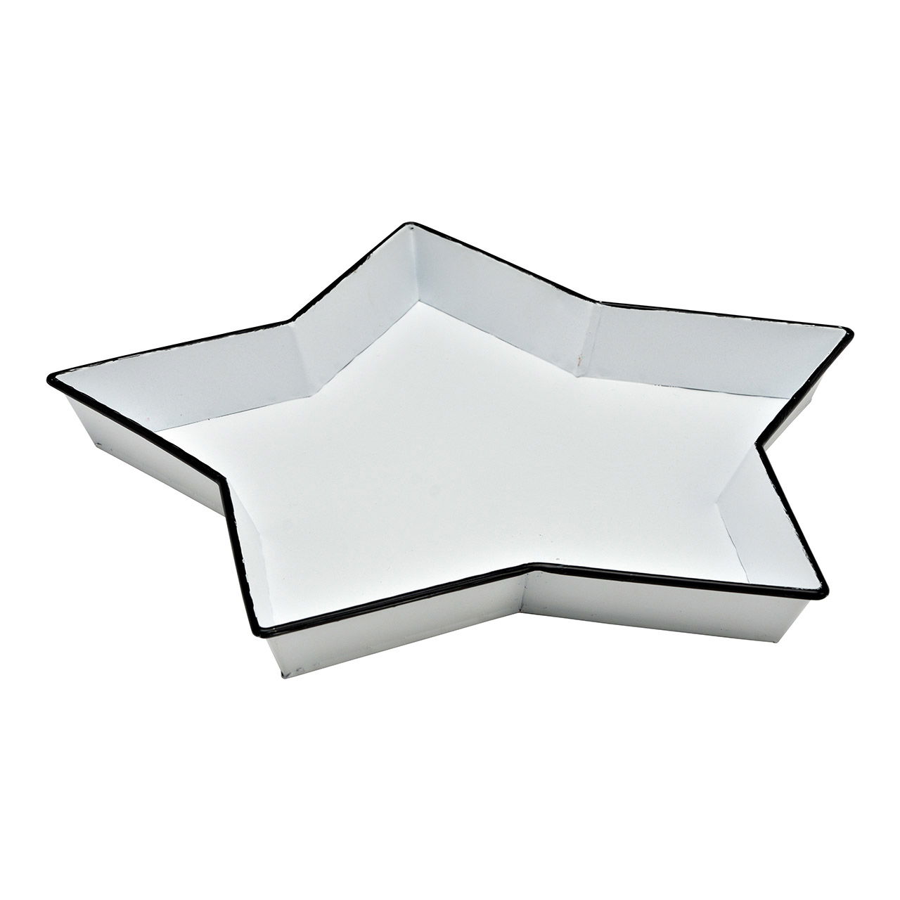 Piatto decorativo, a forma di stella, in metallo bianco (L/H/D) 31x3x31cm