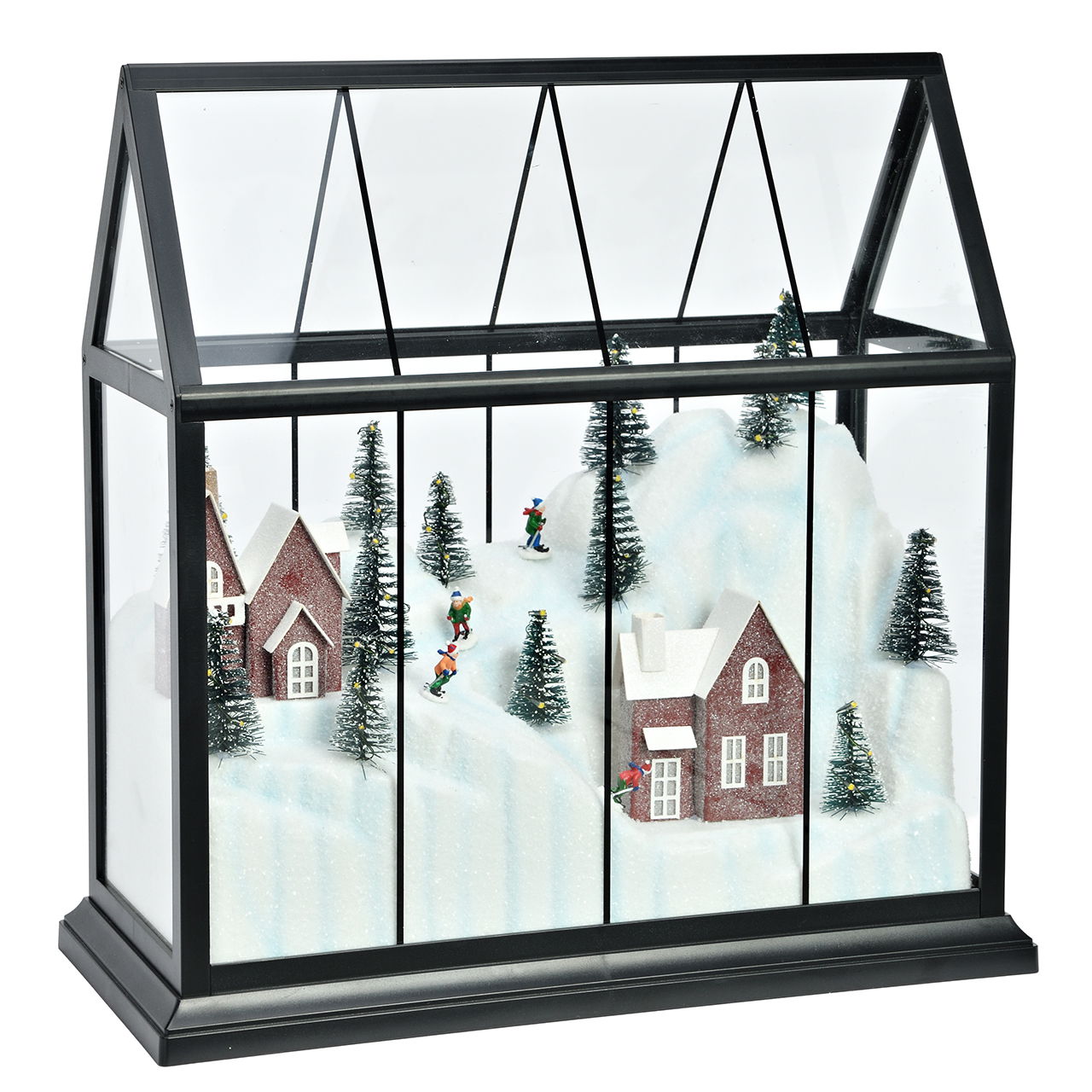 Villaggio invernale a LED in una casa di plastica colorata (L/H/D) 33x15x33cm Gebäude, Draußen, Unterschlupf, Baum, Natur