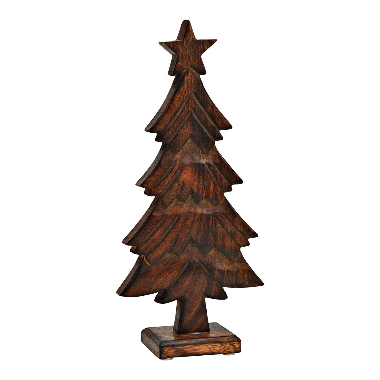 Présentoir sapin en bois de manguier marron (L/H/P) 15x32x6cm