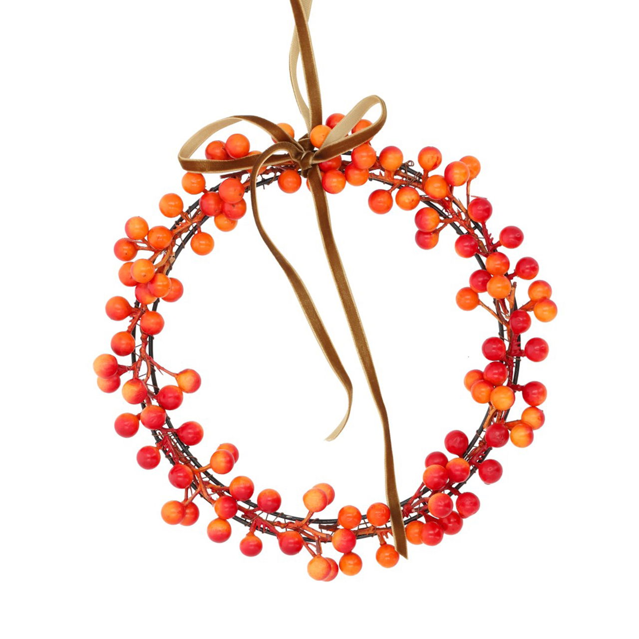 Hänger Kranz mit Beeren aus Naturmaterial Orange (B/H/T) 22x22x3cm Zubehor, Schmuck, Halskette