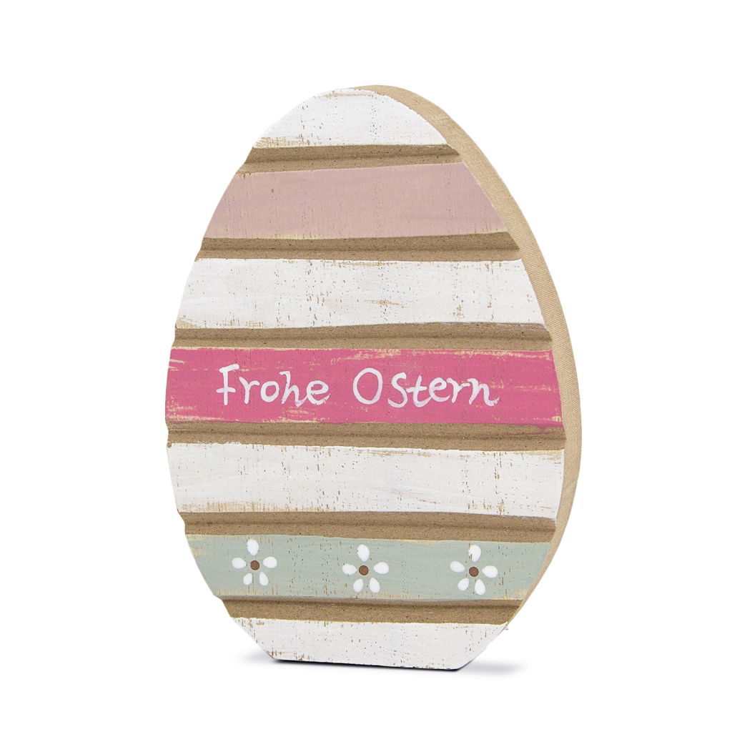 Oeuf mélange de couleurs debout avec Joyeuses Pâques. En bois. 13 cm. 1 pc. Romantic Feeling Natur, Meer, Wasser, Ei, Essen
