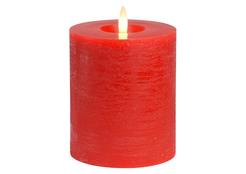 Kerze LED rot, Flackerlicht, exklusive 3xAA aus Wachs (B/H/T) 10x12x10cm
