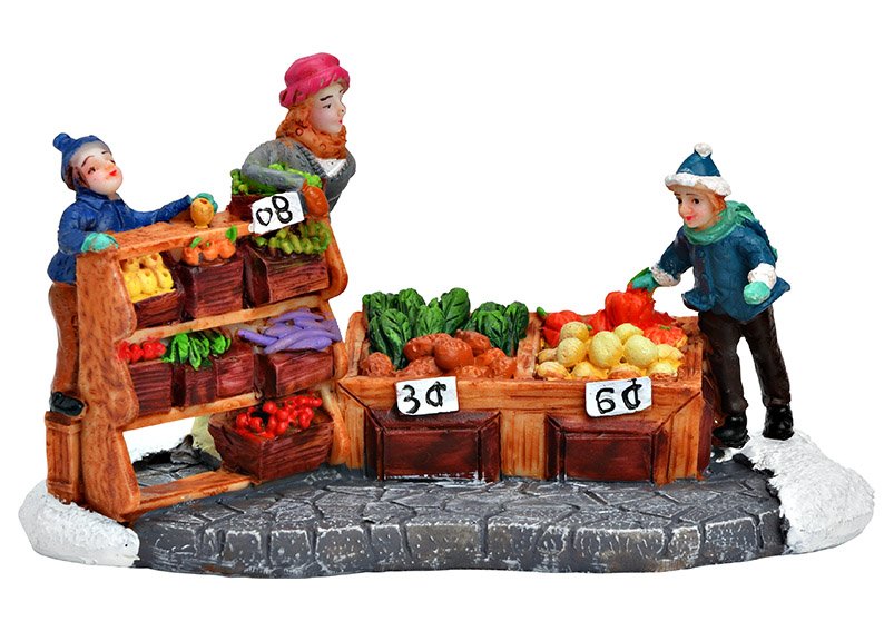 Miniature figures vegetable stall from poly colorful (W/H/D) 12x7x6cm