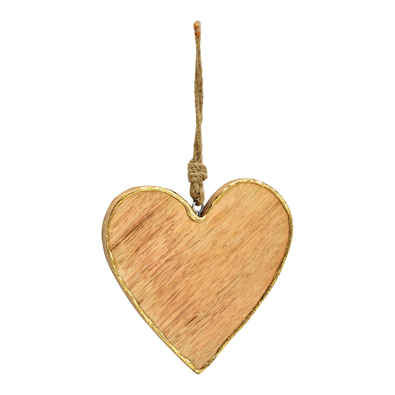 Cuore appendiabiti con bordo dorato, legno di mango naturale (c/h/d) 15x15x1cm