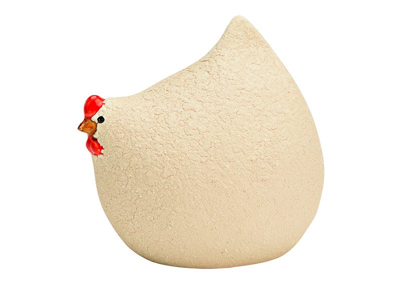 Pollo de cerámica beige (A/A/P) 9x8x8cm