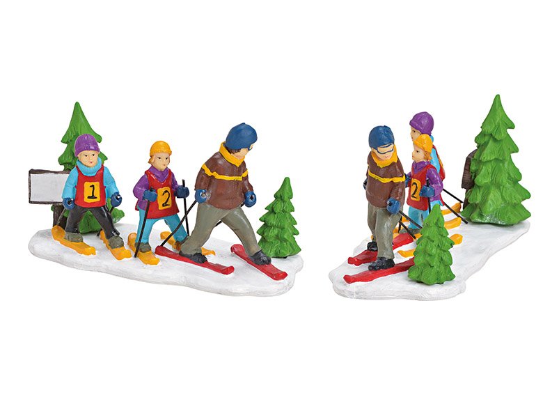 Miniatur Ski Langlauf Gruppe aus Poly Bunt (B/H/T) 12x6x6cm