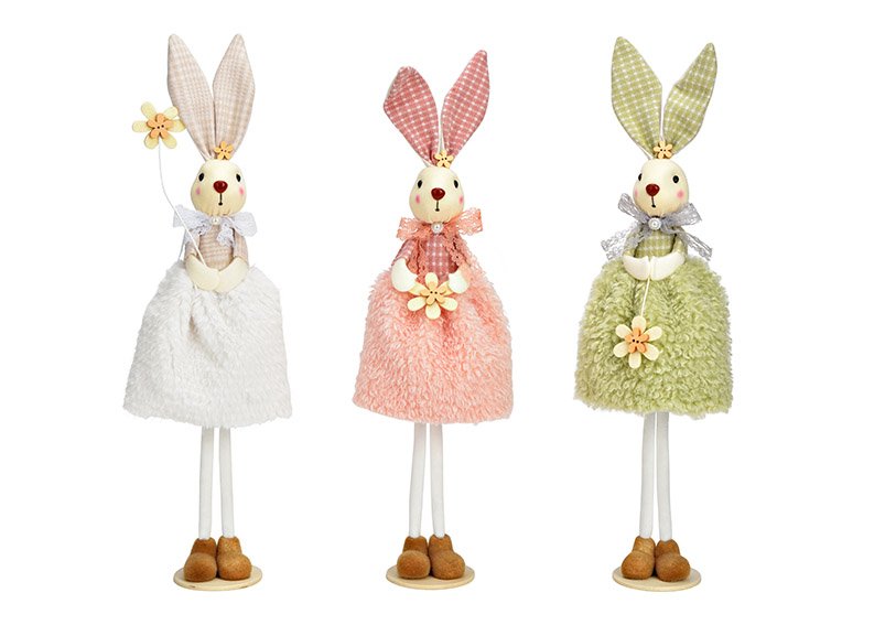 Stand bunny from textile 3-fold, (W/H/D) 14x42x7cm