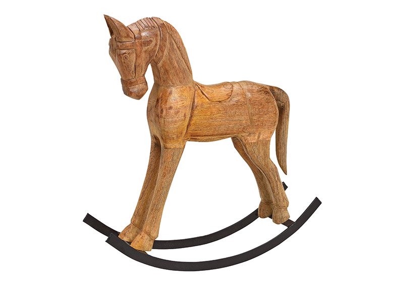 Cavallo a dondolo di legno di mango Marrone (L/H/D) 45x47x13cm