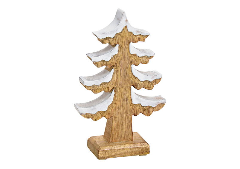 Sapin avec neige en bois Marron (L/H/P) 12x19x5cm