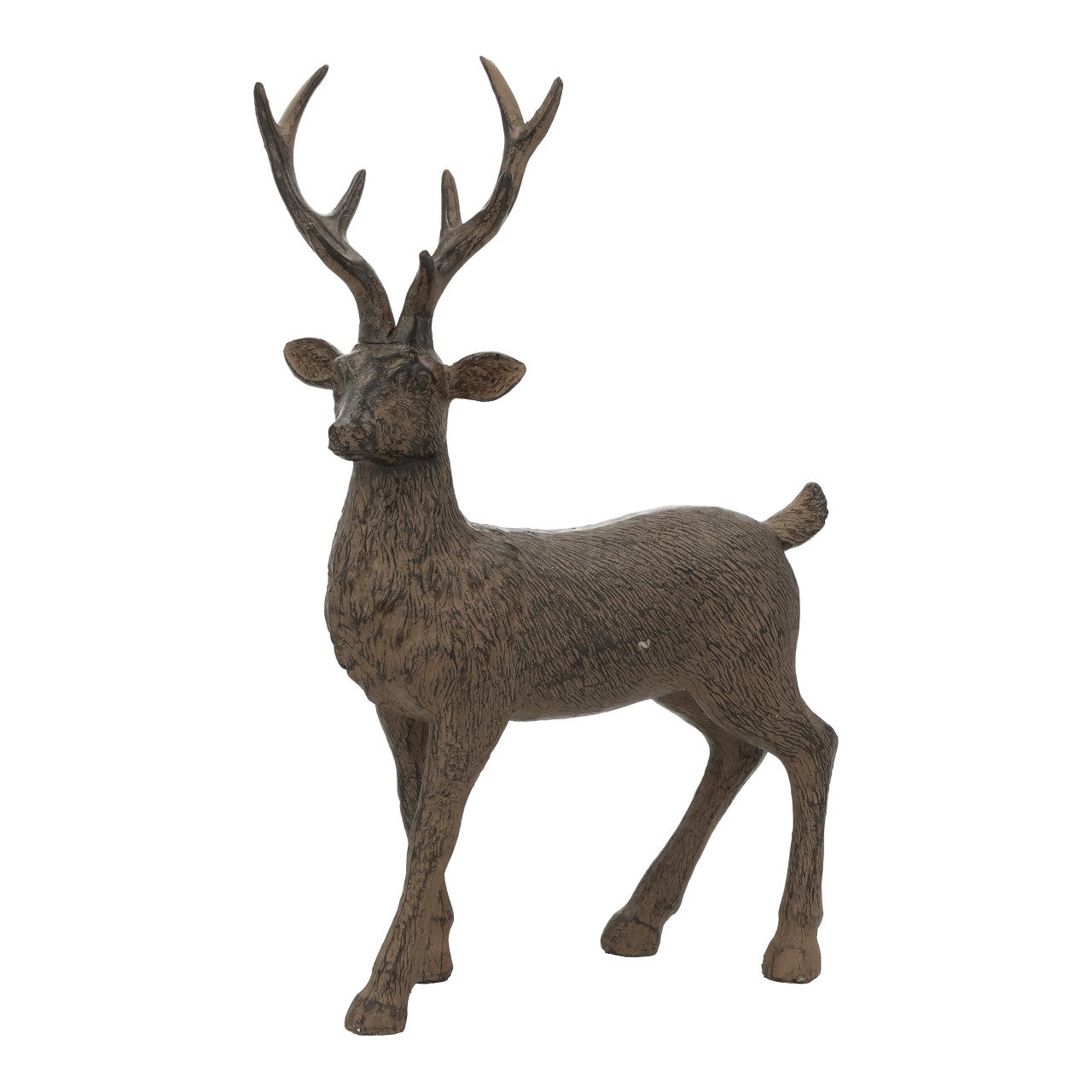 Cervo in marrone antico in poli, L14 x P8 x H21 cm Hirsch, GEweihte?, Skulptur, Figur, Braun