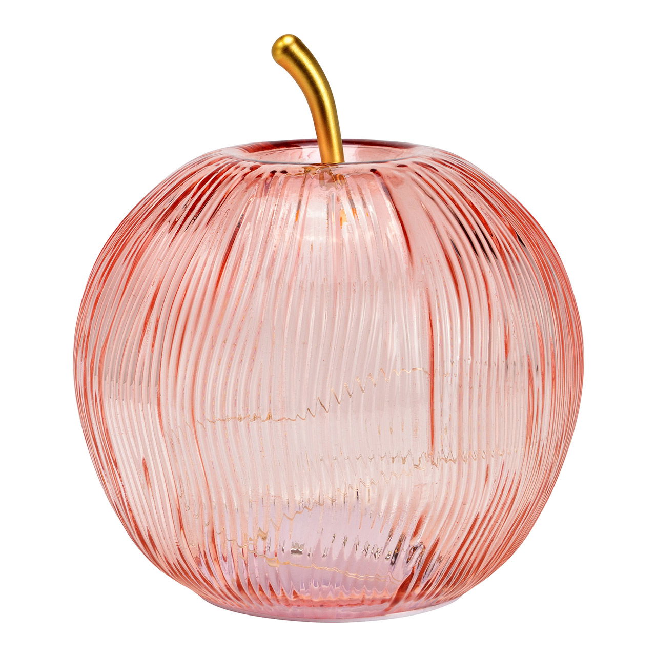 Deko Apfel mit 15er LED/Timer aus Glas, Rosa (B/H/T) 16x17x16cm