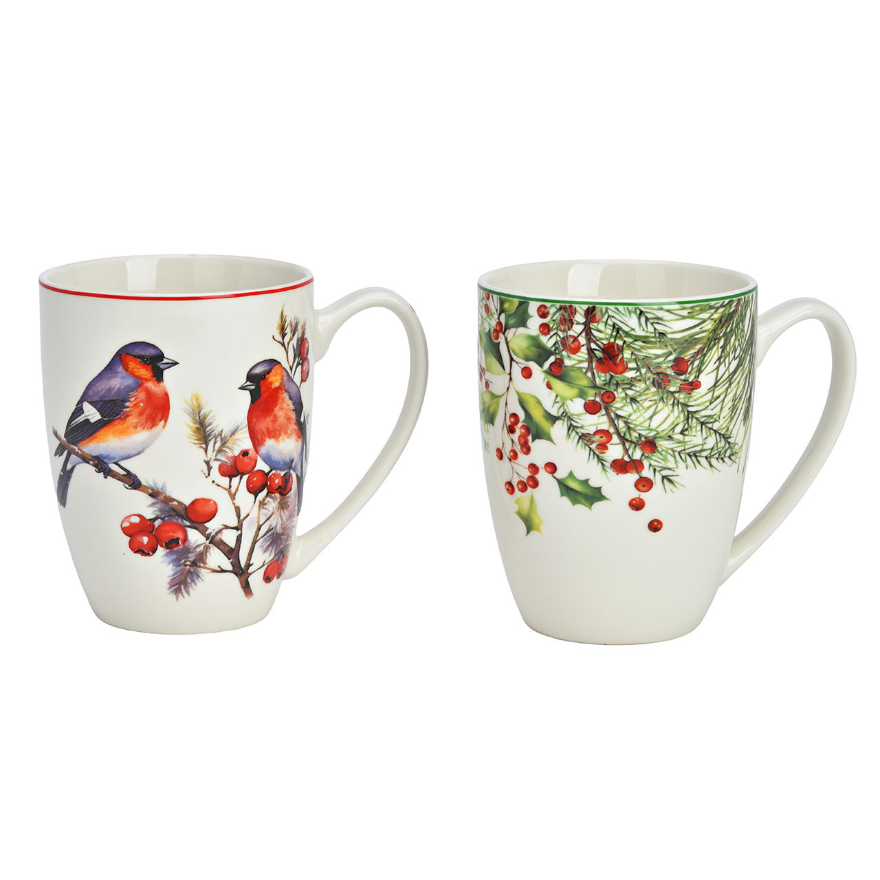 Becher Baum Dekor 350ml aus Porzellan Grün (B/H/T) 12x10x8cm Pokal, Porzellan, Töpferei, Tier, Vogel