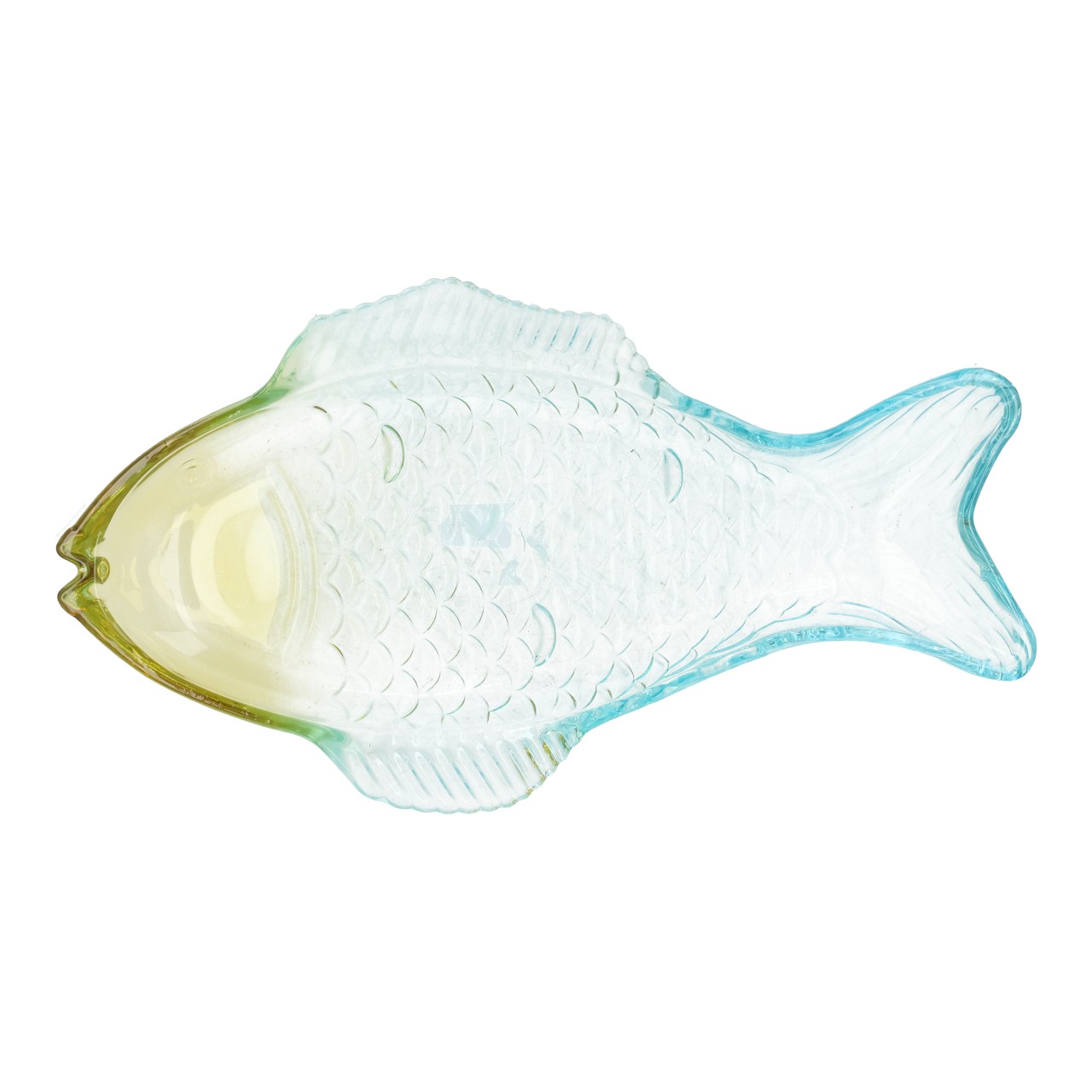 Teller Fisch aus Glas Blau (B/H/T) 27x2,5x15cm glasplatte, fischform, aquatisches kunstwerk, dreischicht glas, handgefertigt wirkung