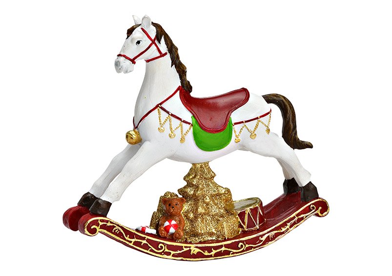 Cavallo a dondolo di poli colorato, (c/h/d) 20x19x5cm