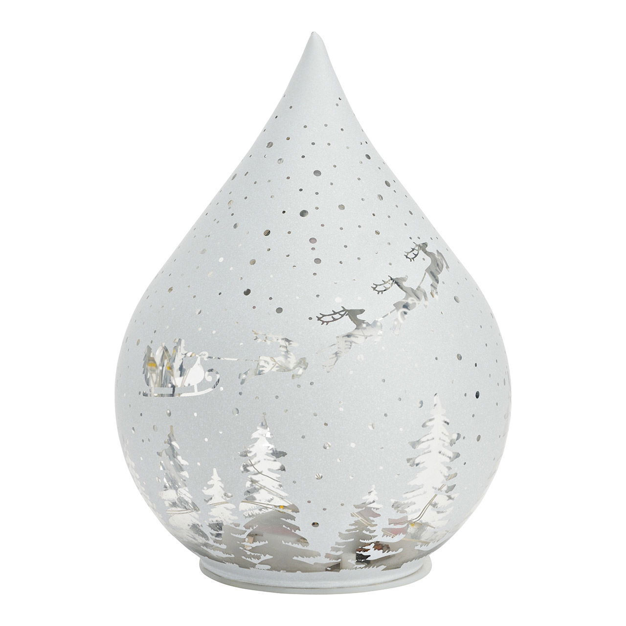 Kerstfiguur druppelvormig met LED gemaakt van glas, wit (B/H/D) 11x16x11cm Werking op batterijen 3xAA niet inbegrepen Kerstfiguur druppelvormig met LED gemaakt van glas, wit (B/H/D) 11x16x11cm Werking op batterijen 3xAA niet inbegrepen