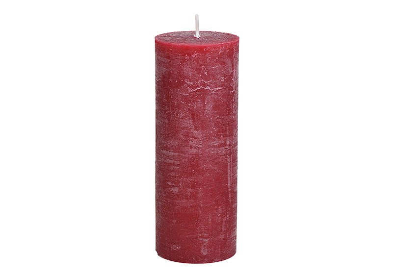 Candle 6,8x18x6,8cm made of wax bordeaux