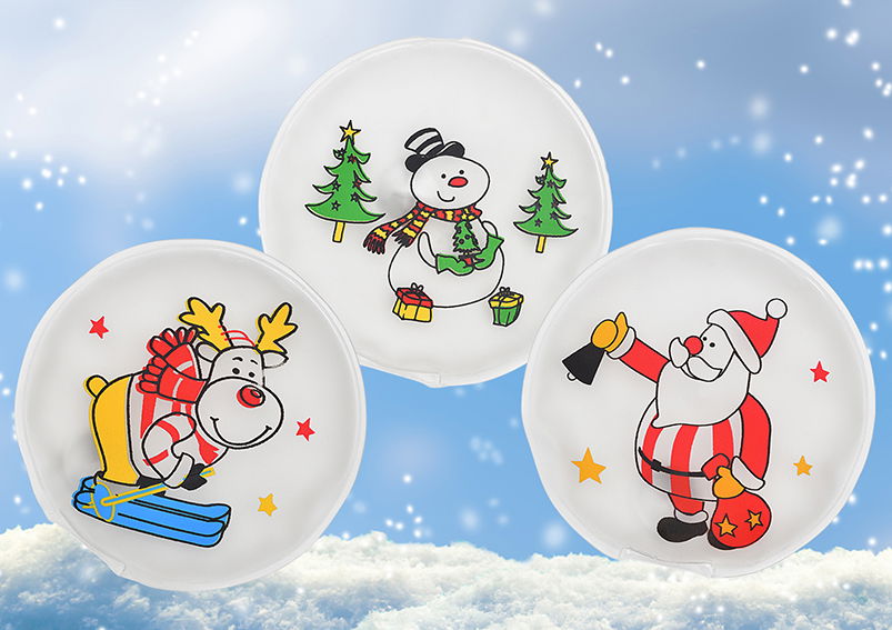 Scaldino tascabile Babbo Natale/Alce/Snowman, 9 cm