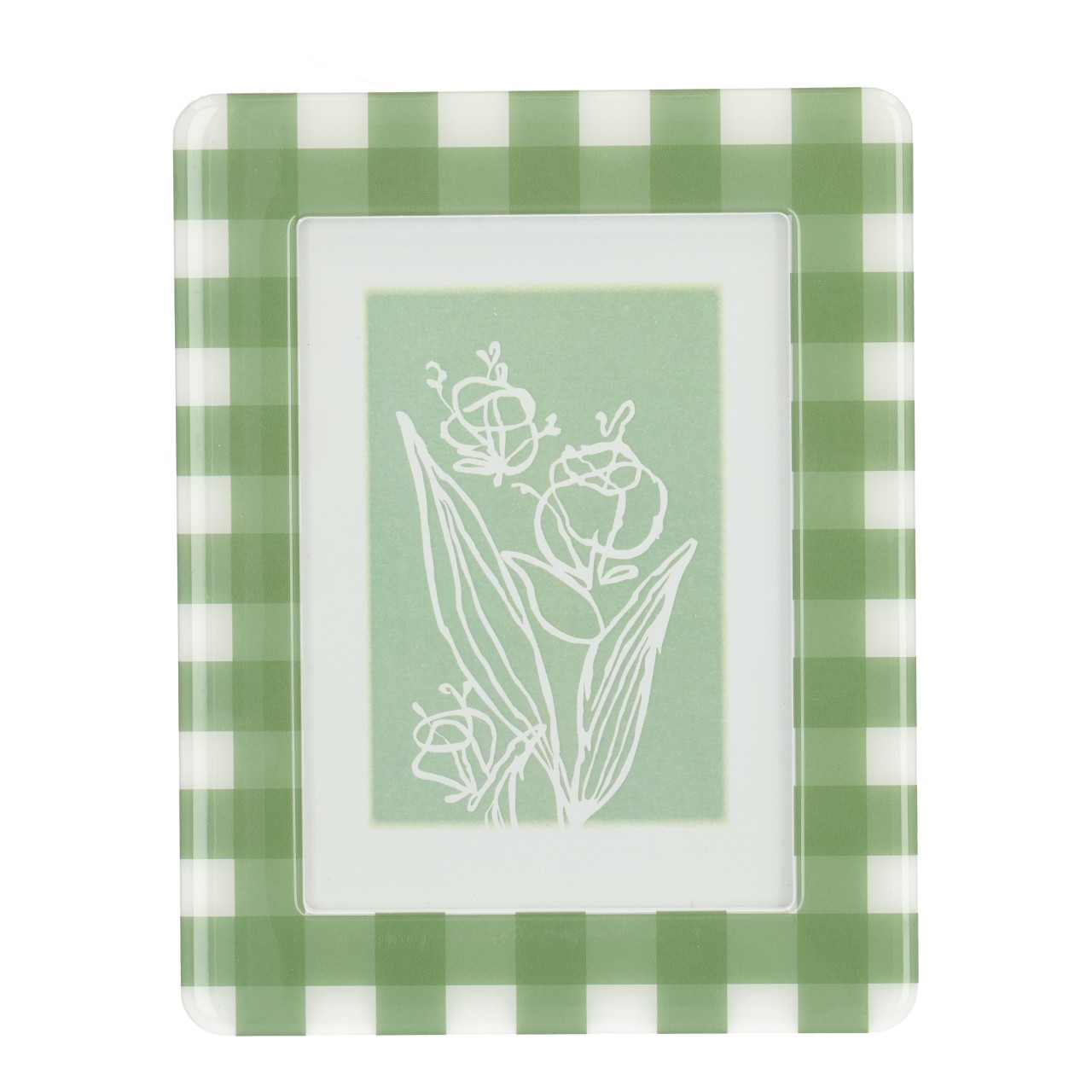 Teller, Grün, Gingham, Rahmen, Kunstdruck