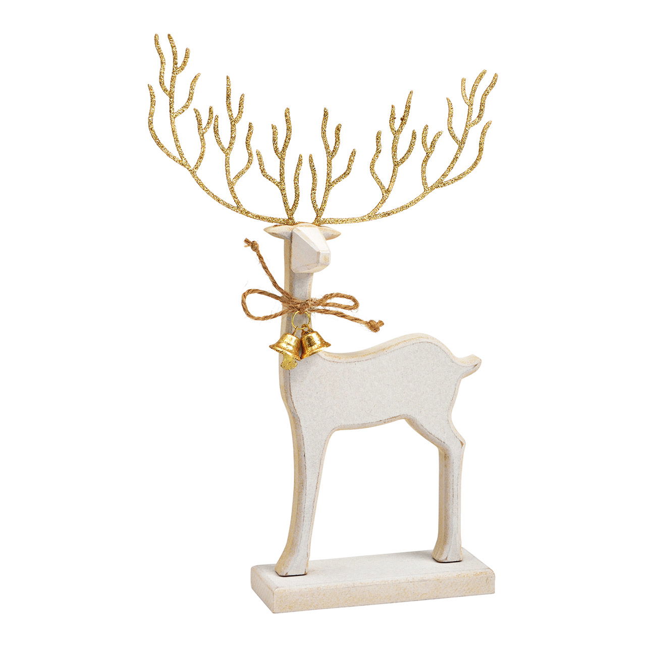 Aufsteller Hirsch aus Holz gold, weiß (B/H/T) 17x28x4cm